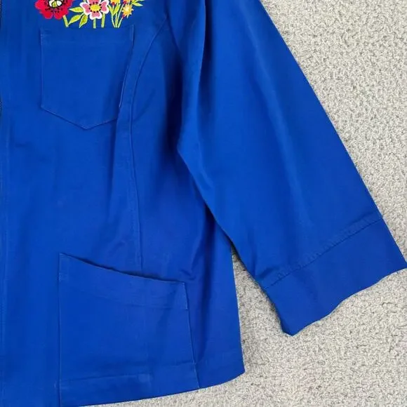 BOB MACKIE Jacket Large Artsy Embroidered Floral Full Zip Pocket Lightweight - Picture 5 of 11